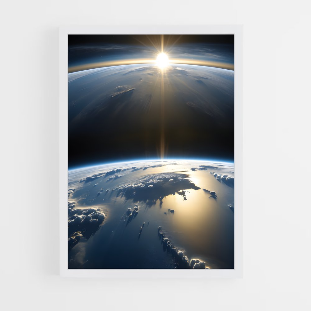 Poster Terre Bleu – affiche Système solaire (vue 3)